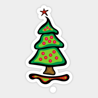 Merry Christmas Tree with Pink Ornaments Mino Makosekisikaw Holiday Indigenous Ojibwe WAWEZHI CANADA Sticker